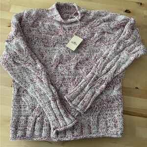 Faherty Jem Marled Cable Stitch Mock Neck Sweater